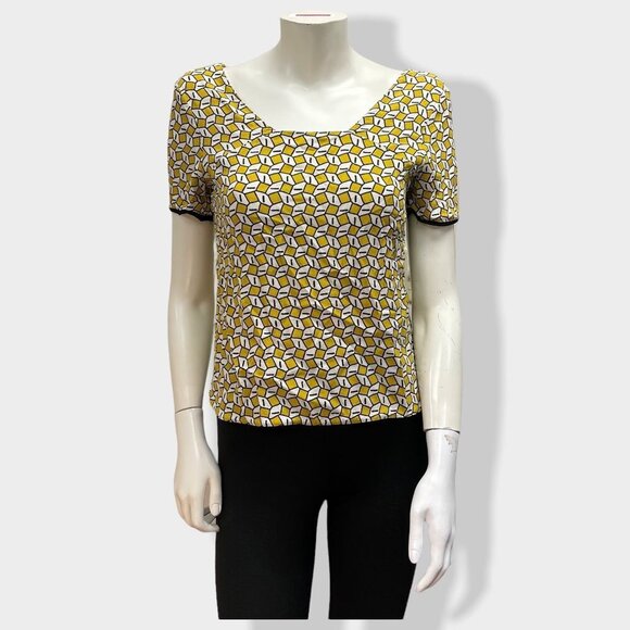 ZARA Yellow Geometric Print‎ Blouse - Picture 1 of 5